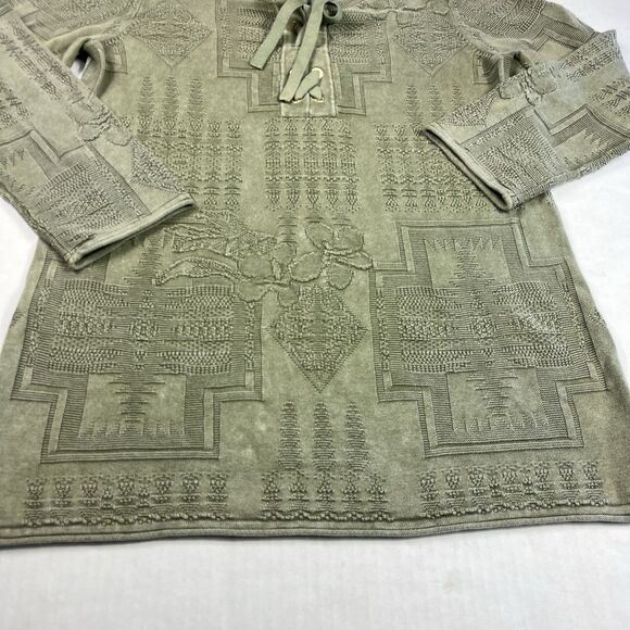 Tommy Bahama Pendleton Lace Up Sweater Green Earthy Tribal Casual Pullover XS - Picture 2 of 10